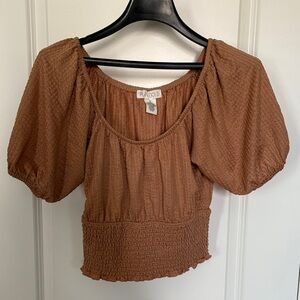 Planet Gold Rust Puff Sleeve Blouse
